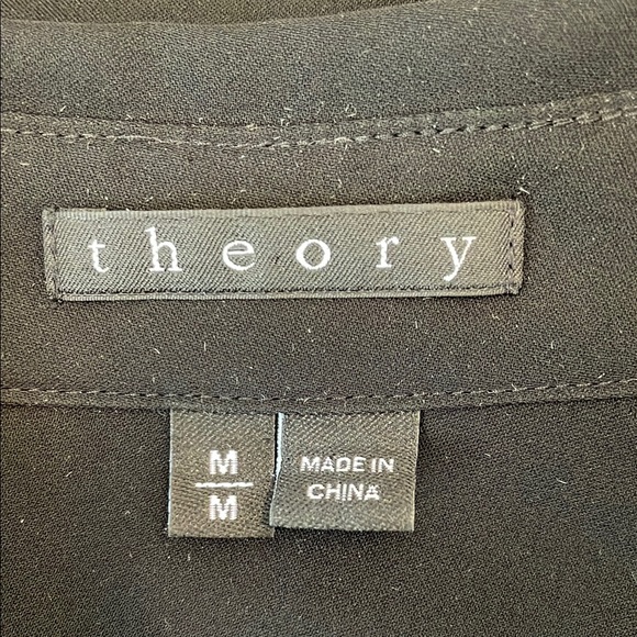 Theory | Kissa 100% silk double silk collared button down shirt in black - Picture 4 of 7